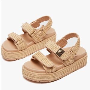 NEW Raffia Platform Wedge Sandals for Women